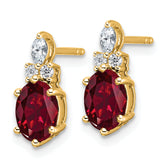 14K Polished Diamond and Lab Created Ruby Twisted Post Earrings